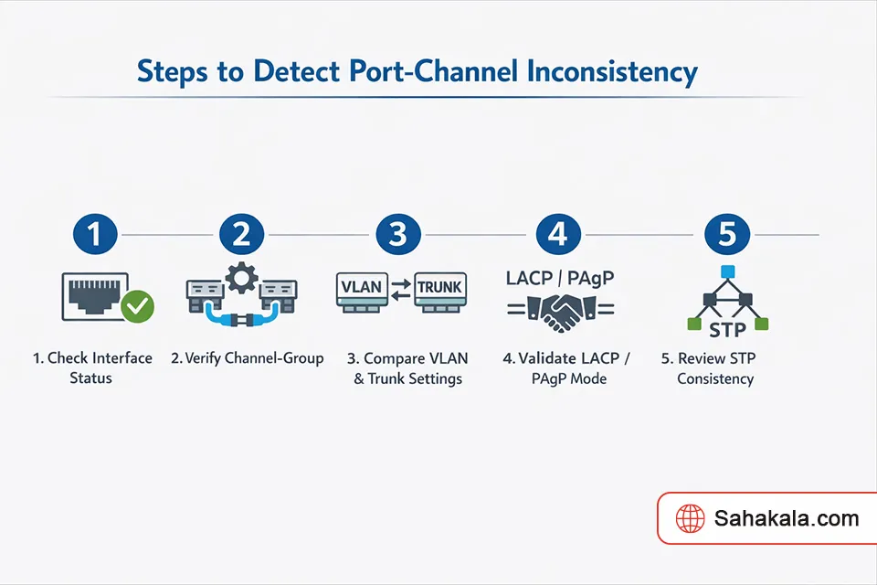 چگونه خطای Port-Channel Inconsistency در سوئیچ سیسکو را پیدا و برطرف کنیم؟ 2 چگونه خطای Port-Channel Inconsistency در سوئیچ سیسکو رفع کنیم؟